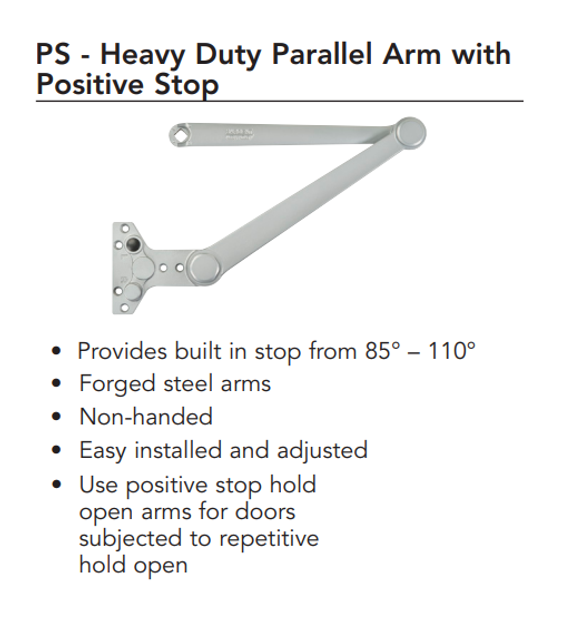 Sargent 281-PS Powerglide Cast Iron Door Closer, Heavy Duty Parallel Arm w/ Positive Stop