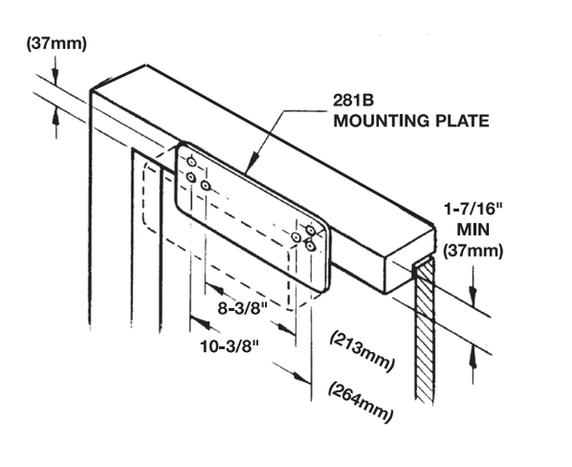 Sargent 281B EN Door Closer Mounting Plate for 281 Series, Top Jamb Applications with Low Ceilings