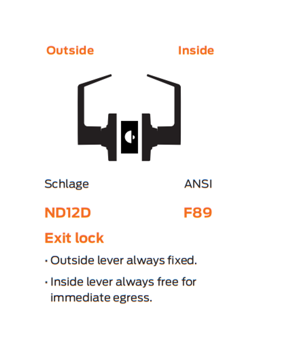 Schlage ND12D RHO Heavy Duty Exit Lever Lock, Rhodes Style