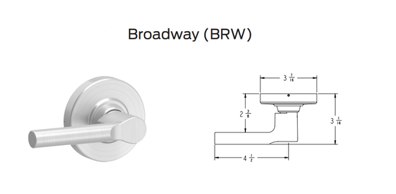 Schlage ND12D BRW Heavy Duty Exit Lever Lock, Broadway Style