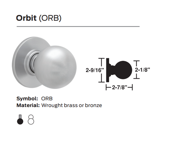 Schlage A79PD ORB Backplate Communicating Cylindrical Lock, Orbit Knob