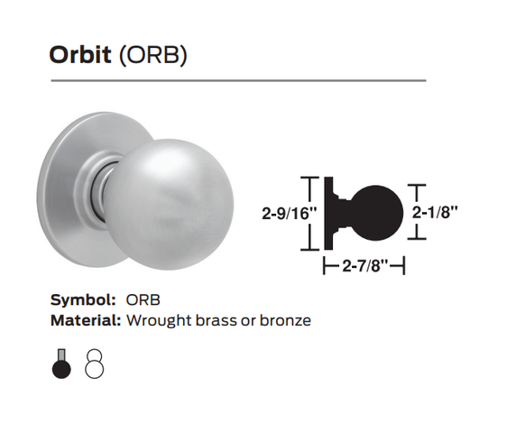 Schlage A85LD ORB Faculty Restroom Cylindrical Lock, Orbit Knob, Less Conventional Cylinder