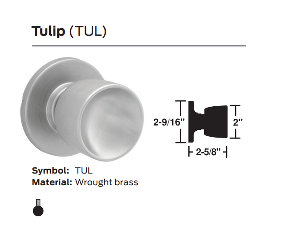 Schlage A85PD TUL Faculty Restroom Cylindrical Lock, Tulip Knob