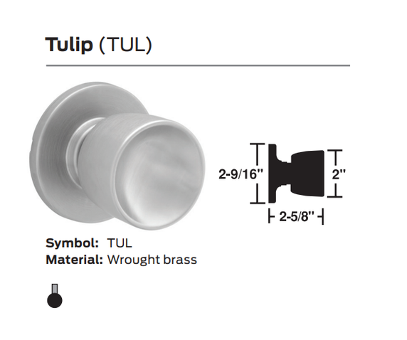 Schlage A85LD TUL Faculty Restroom Cylindrical Lock, Tulip Knob, Less Conventional Cylinder
