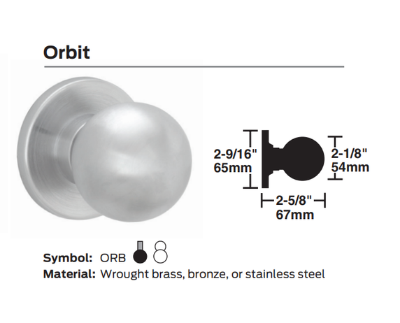 Schlage D170 ORB Single Dummy Cylindrical Lock, Orbit Knob