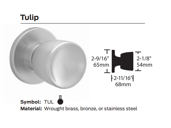 Schlage D10S TUL Passage Cylindrical Lock, Tulip Knob