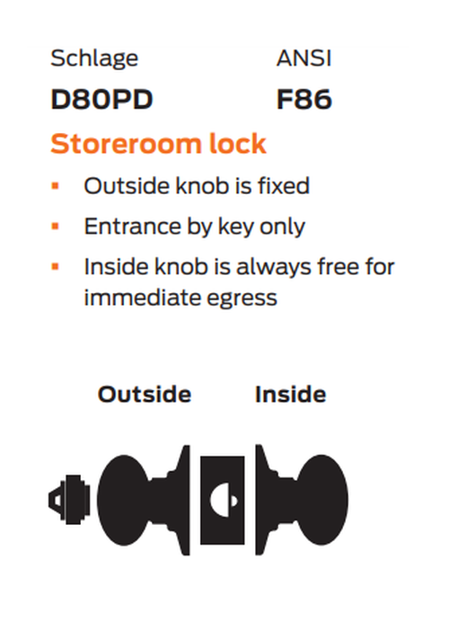 Schlage D80PD TUL Storeroom Cylindrical Lock, Tulip Knob