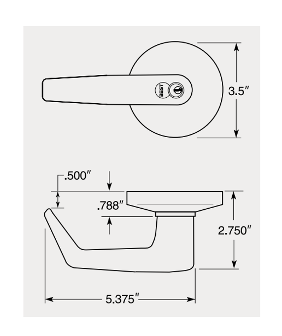 BEST 9K37IN15DS3 Grade 1 Intruder Cylindrical Lever Lock