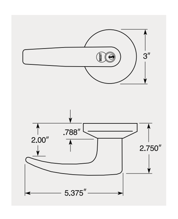 BEST 9K37T16DS3 Grade 1 Dormitory Cylindrical Lever Lock