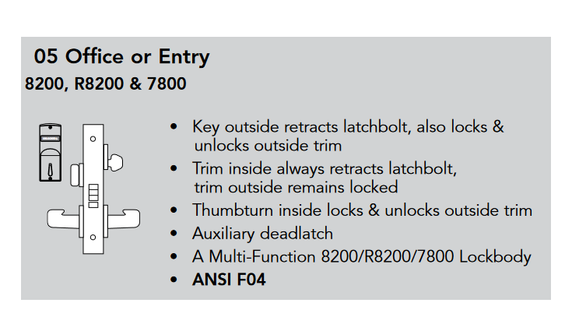 Sargent V01-8205 LNP Office or Entry Mortise Lock w/ Unlocked/Locked Indicator