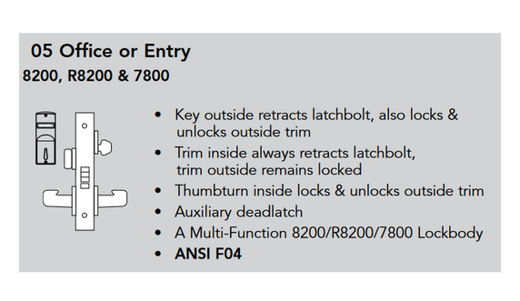 Sargent 60V01-8205 LNP Office or Entry Mortise Lock w/ Unlocked/Locked Indicator