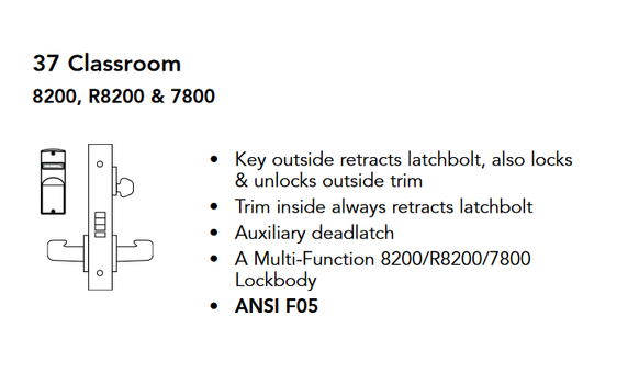 Sargent LCV01-8237 LNL Classroom Mortise Lock w/ Unlocked/Locked Indicator