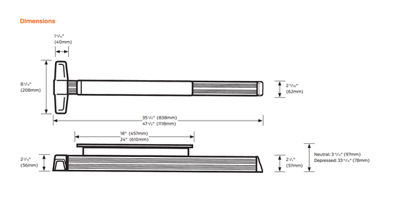 Von Duprin RXQEL35AL-DT Rim Exit Device with 360L-DT Trim, Quiet Electric Latch Retraction, Request to Exit