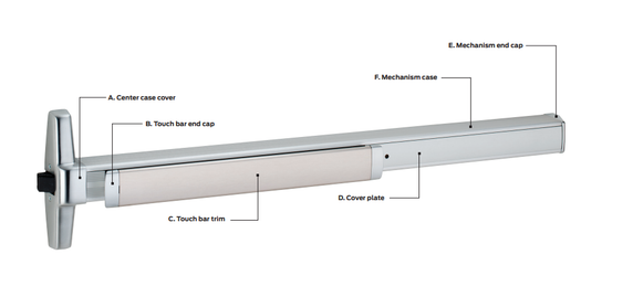 Von Duprin QEL3327ADT Surface Vertical Rod Exit Device with 386DT Trim, Quiet Electric Latch Retraction