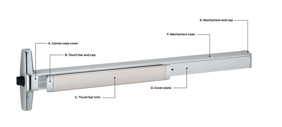 Von Duprin CD3347ANL-OP Cylinder Dogging Concealed Vertical Rod Exit Device with 388NL Trim