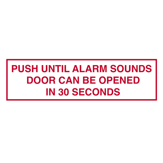 Von Duprin 113782 Sign 30 Second for Chexit/DE5300