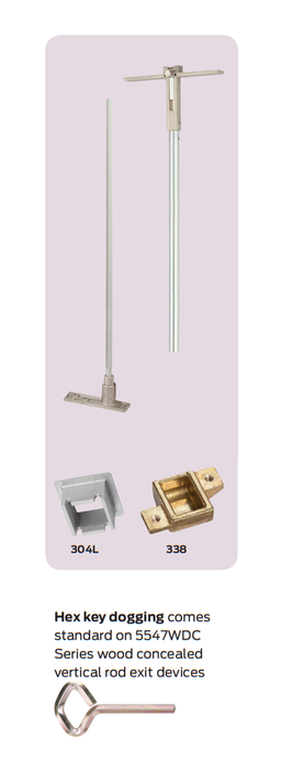 Von Duprin 5547WDCEO Wood Door Concealed Vertical Rod Device, Exit Only