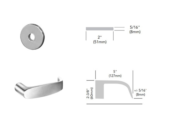 Sargent TR-8243 LNL Apartment Corridor Mortise Trim Pack, LN Rose, L Lever