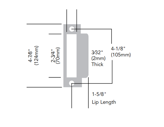 Sargent 82-0112 8200 Mortise Lock Part, Curved Lip Strike, 1-5/8" Lip Length