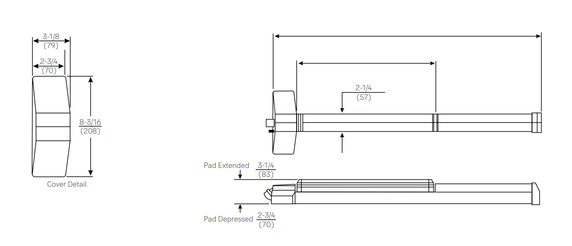 Yale 7100FP 36 Fire Rated Rim Exit Device, 36" w/ Electric Latch Retraction