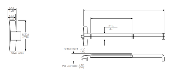 Yale 7210 36 Narrow Stile Surface Vertical Rod Exit Device, 36"