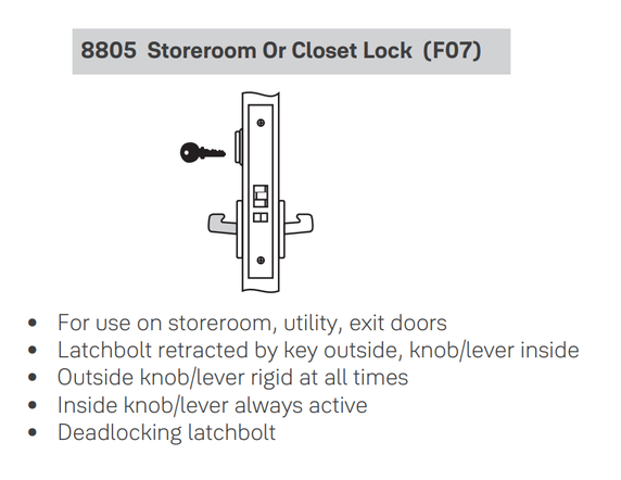 Accentra (Yale) CRCN8805FL Storeroom or Closet Mortise Lever Lock, Carmel Style