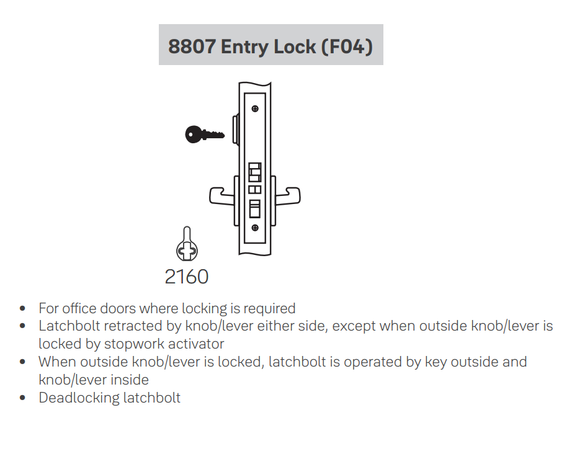 Accentra (Yale) MOR8807FL Entry Mortise Lever Lock, Monroe Style