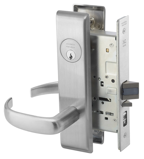 Accentra (Yale) PBCN8807FL 626 Entry Mortise Lever Lock, Pacific Beach Style, Satin Chrome Finish