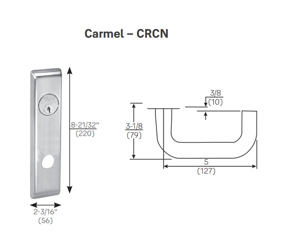 Accentra (Yale) CRCN8822FL Dormitory or Exit Mortise Lever Lock, Carmel Style