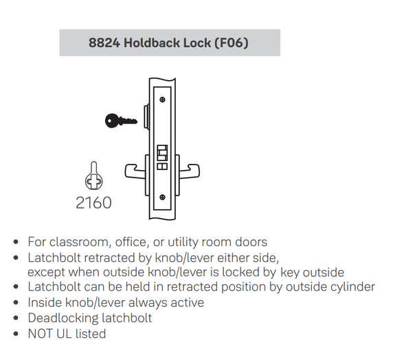 Accentra (Yale) AUR8824FL Holdback Mortise Lever Lock, Augusta Style
