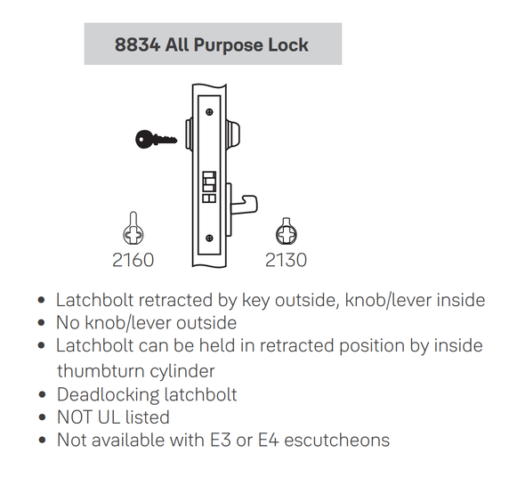 Accentra (Yale) PBR8834FL All Purpose Mortise Lever Lock, Pacific Beach Style