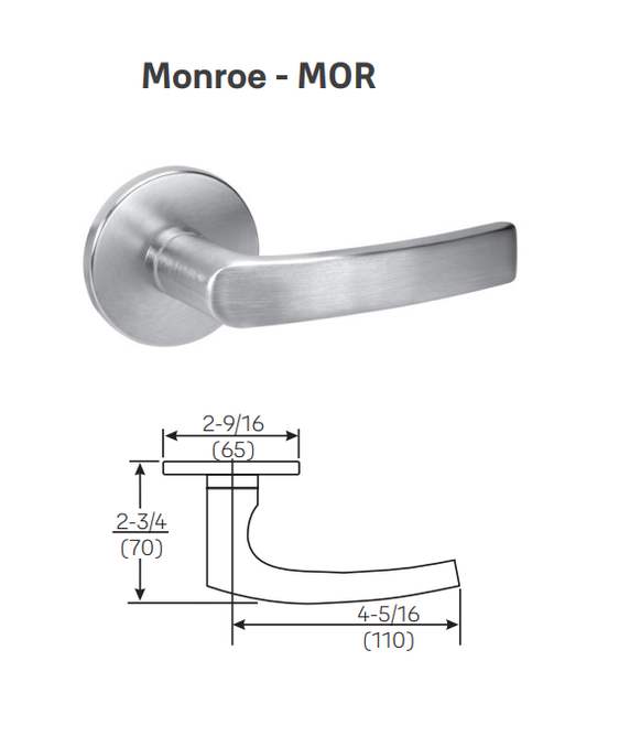 Accentra (Yale) MOR8835FL Exit Mortise Lever Lock, Monroe Style