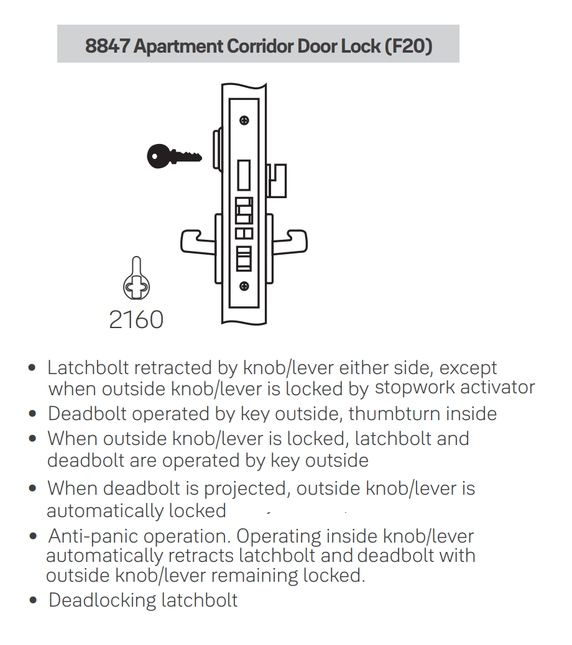 Accentra (Yale) PBR8847FL Apartment Corridor Door Mortise Lever Lock