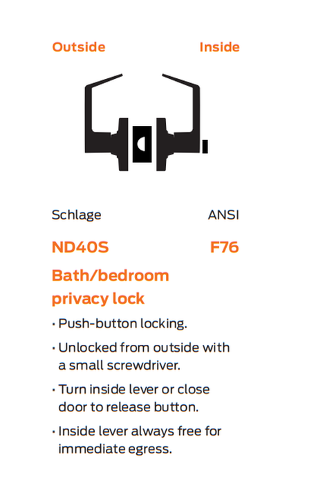 Schlage ND40S RHO Heavy Duty Bath/Bedroom Privacy Lever Lock, Rhodes Style