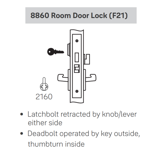 Accentra (Yale) JNR8860FL Room Door Mortise Lever Lock, Jefferson Style