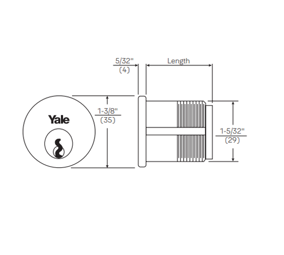 Accentra (Yale) 2153 6 PARA 114 1-1/4" 6-pin Mortise Cylinder w/ PARA Keyway