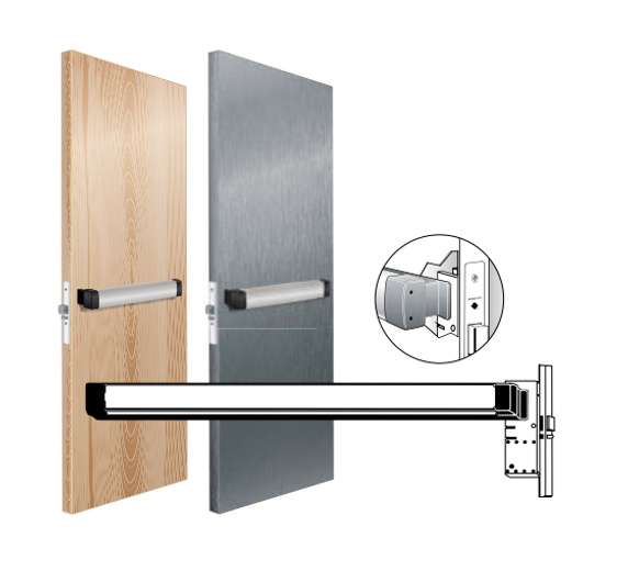 Adams Rite 8312A Life-Safety Mortise Exit Device, Bevel Faceplate Satin Aluminum Clear Anodized w/ Alarm