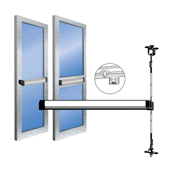 Adams Rite 8600C Narrow Stile Concealed Vertical Rod Exit Device w/ Cylinder Dogging