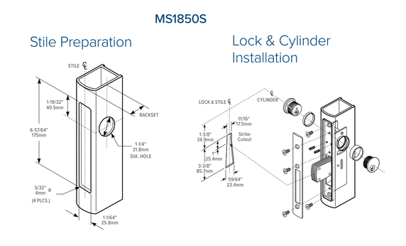 Adams Rite MS1851SW MS Deadlock, Radius Faceplate w/ Weatherstrip