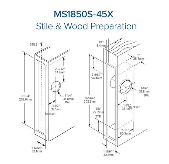 Adams Rite MS1851SN MS Deadlock w/ Radius Faceplate, ANSI Size