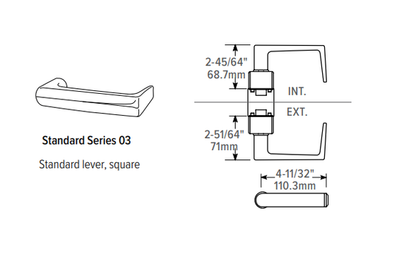 Adams Rite 2190-311-103 Dual Force Interconnected Deadbolt/Deadlatch w/ Trim Set - Square Lever, Flat Strike, 1-1/8" Backset