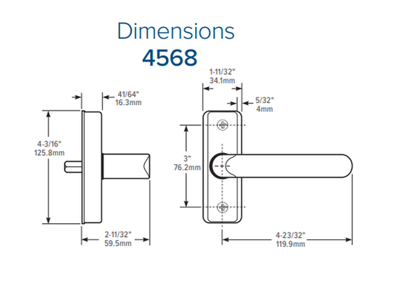 Adams Rite 4568 Flat Euro Lever Trim without Return