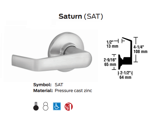 Schlage S170 SAT Single Dummy Lever Lock, Saturn Style