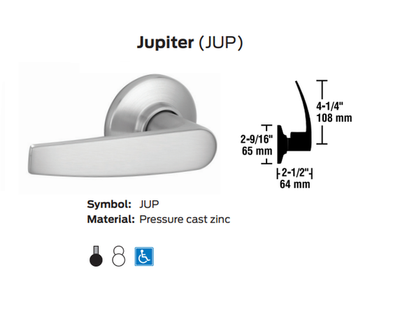 Schlage S70PD JUP Classroom Lever Lock, Jupiter Style