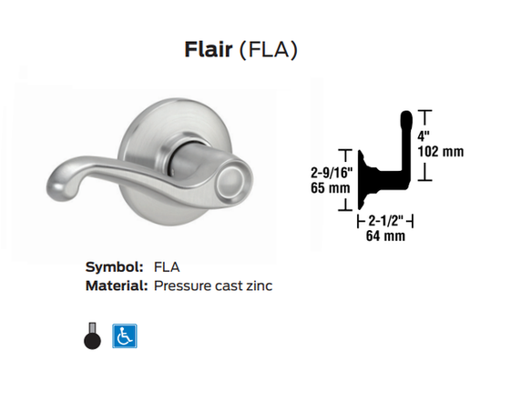 Schlage S80PD FLA Storeroom Lever Lock, Flair Style