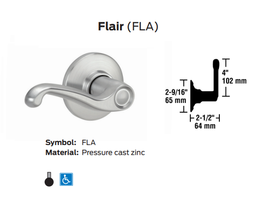 Schlage S51PD FLA Entrance Lever Lock, Flair Style