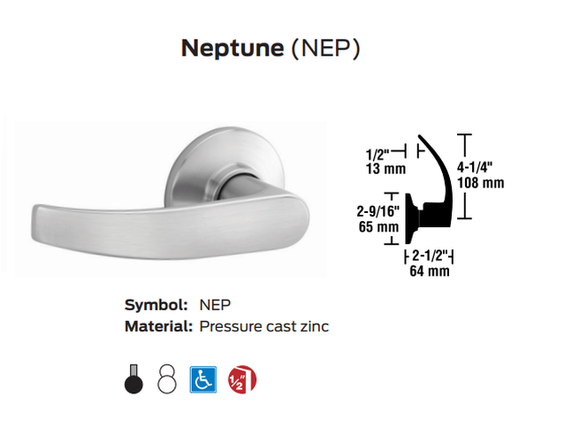 Schlage S51JD NEP Entrance Lever Lock, Accepts Large Format IC Core