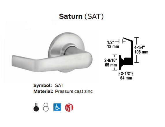 Schlage S70LD SAT Classroom Lever Lock, Less Cylinder