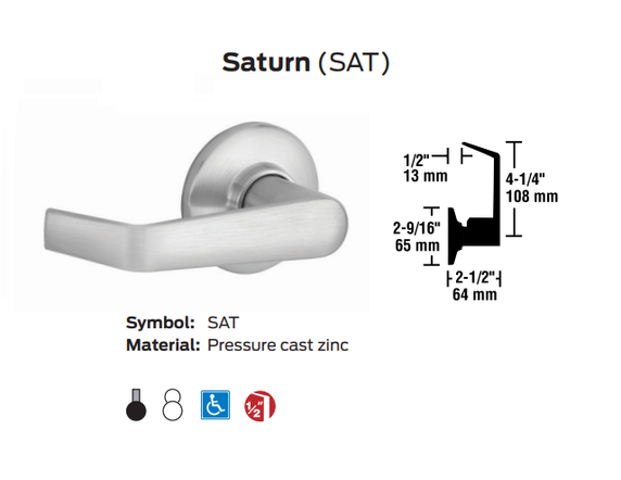 Schlage S51LD SAT Entrance Lever Lock, Less Cylinder