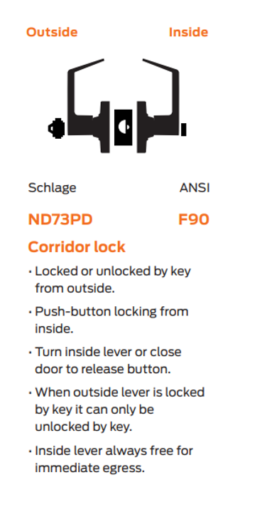 Schlage ND73LD TLR Heavy Duty Corridor Lever Lock, Less Cylinder